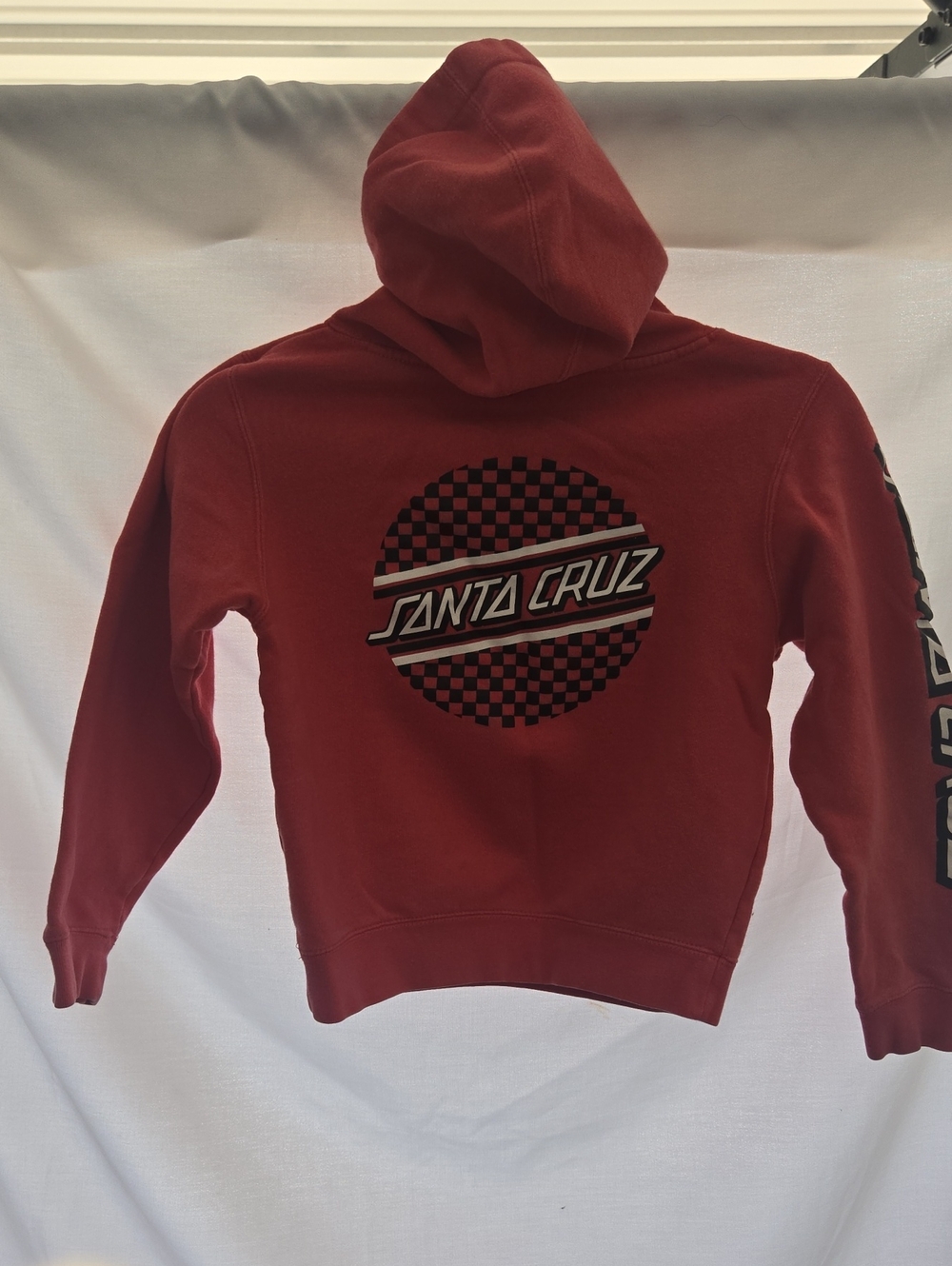 Santa Cruz Skateboards Men's Maroon Zip-Up Hoodie with Checker Logo